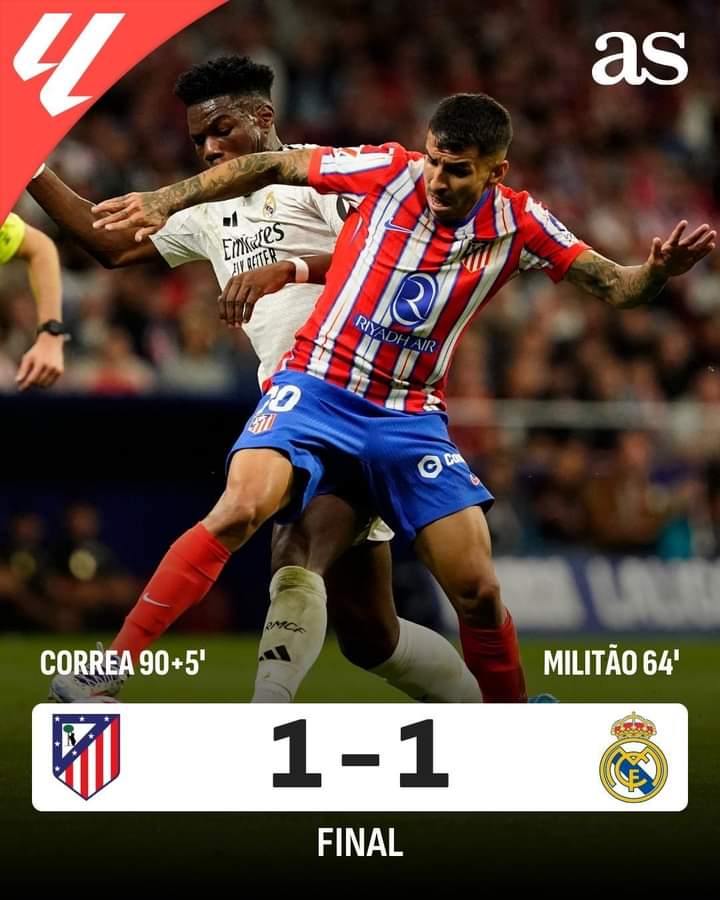 Real Madrid empata con el Atlético en partido de alto voltaje
