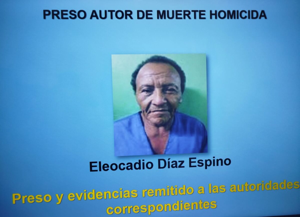 Policía Nacional capturó a Eleocadio Díaz Espino de 75 años de edad, por el homicidio de su sobrina de iniciales O.S.A.D. El hecho ocurrió en el municipio de El Viejo, Chinandega.