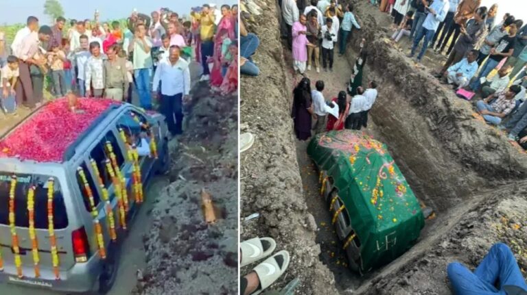 Realizan ceremonia para enterrar su Suzuki Wagon R