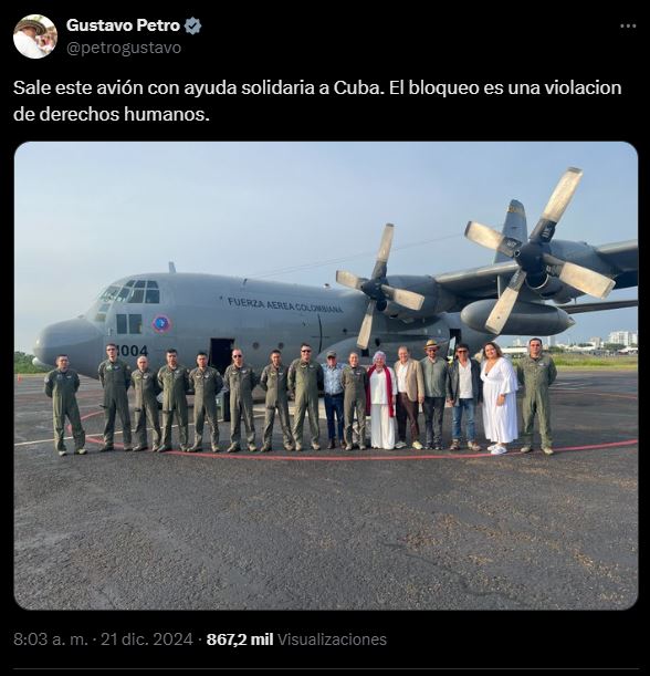 Colombia envía ayuda humanitaria a Cuba