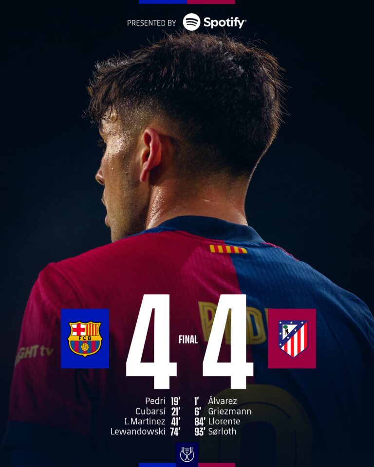 Barcelona empata con el Atlético en un partido de infarto