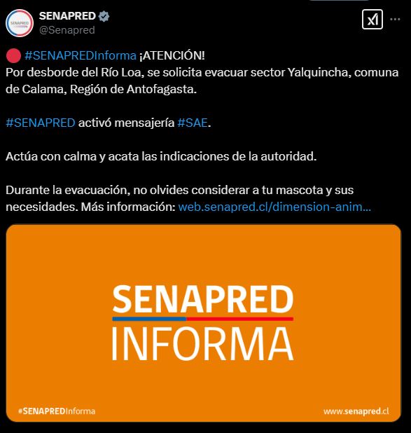 Desborde de ríos en Antofagasta provoca evacuación de familias