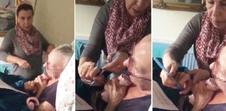 Mujer agarra la mano de su madre moribunda para que firme testamento