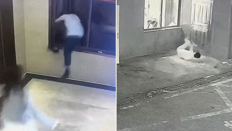 Salta de una ventana durante una discusión y regresa a pagar los daños