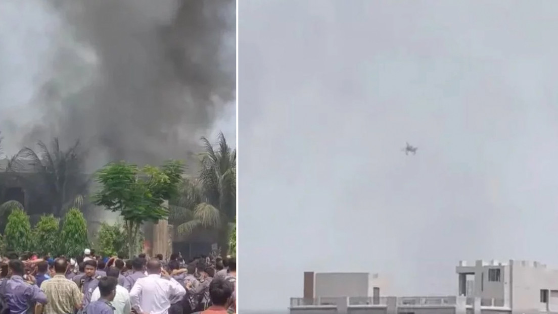 Avión militar de Bangladés se estrella contra una escuela