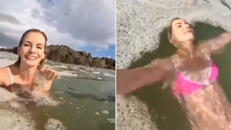 Creadora de contenido publica video donde sale nadando en aguas residuales