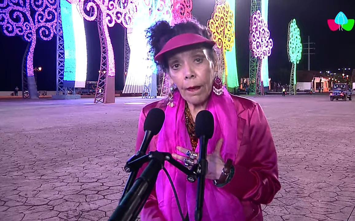 Copresidenta de Nicaragua, Rosario Murillo, durante el acto del 46 Aniversario del Triunfo de la Revolución Popular Sandinista.