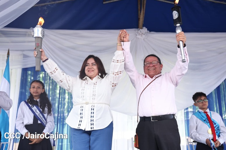 La Antorcha Centroamericana de la Libertad y la Paz, inició su recorrido por el territorio nicaragüense, luego de que la ministra.
