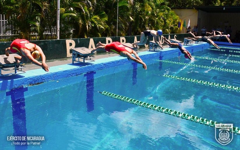 Ceremonia de inauguración del XXVIII Campeonato de Natación del Ejército de Nicaragua
