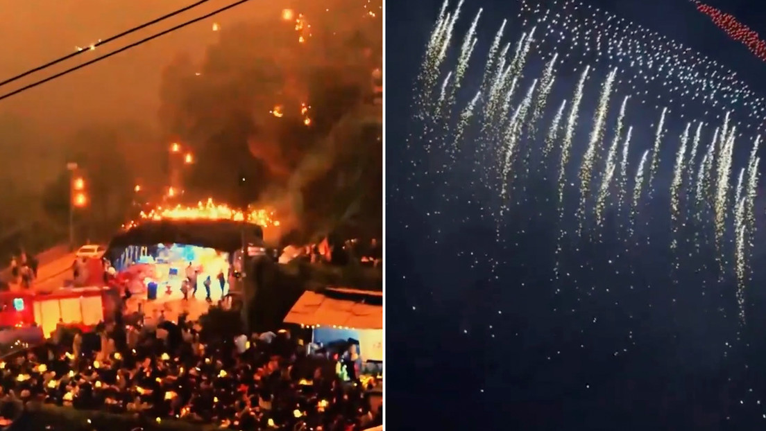 Del cielo al susto: espectáculo en China termina con incendio por lluvia de chispas