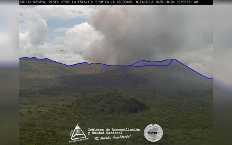 INETER evalúa condiciones del Cráter Santiago tras derrumbe en la pared sur interna