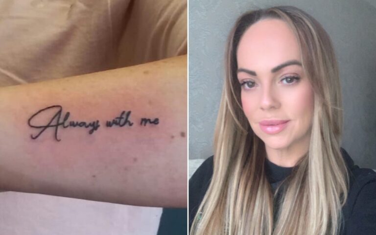 Mujer se hace un tatuaje con las cenizas de su papá