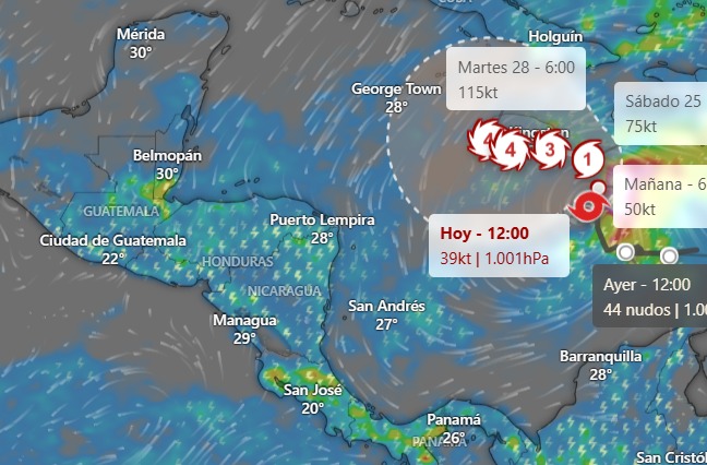 Tormenta Melissa puede aproximarse a Nicaragua este fin de semana