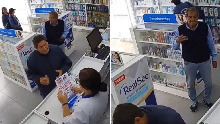 Banda de ancianos roba en farmacia