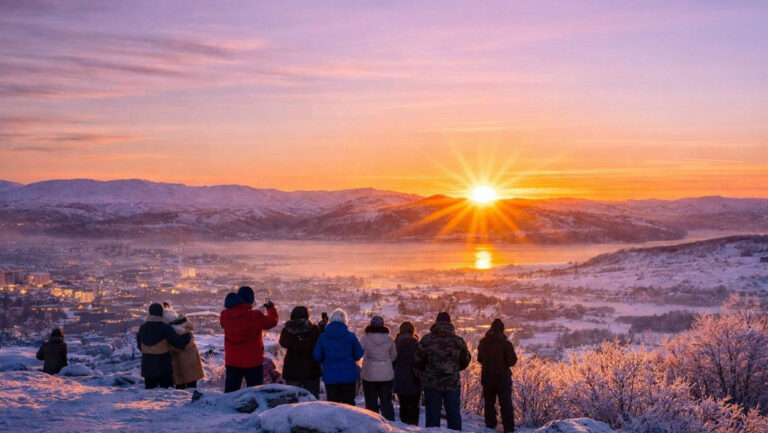 Celebran primer amanecer luego de 40 días de noche polar