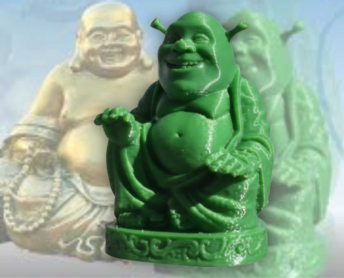 Reza a una figura de Sherk creyendo que era un buda