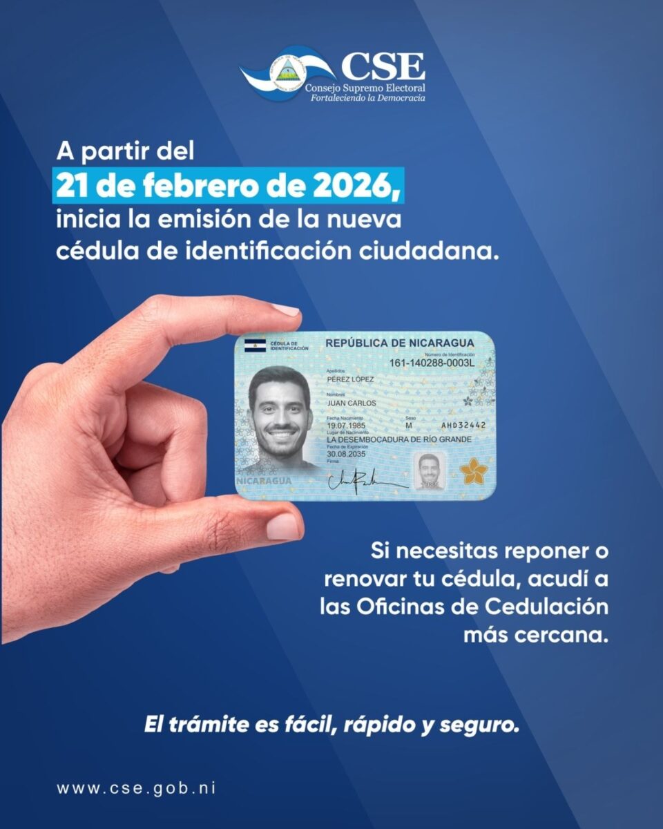 Nuevo formato de Cédula de Identificación Ciudadana en Nicaragua