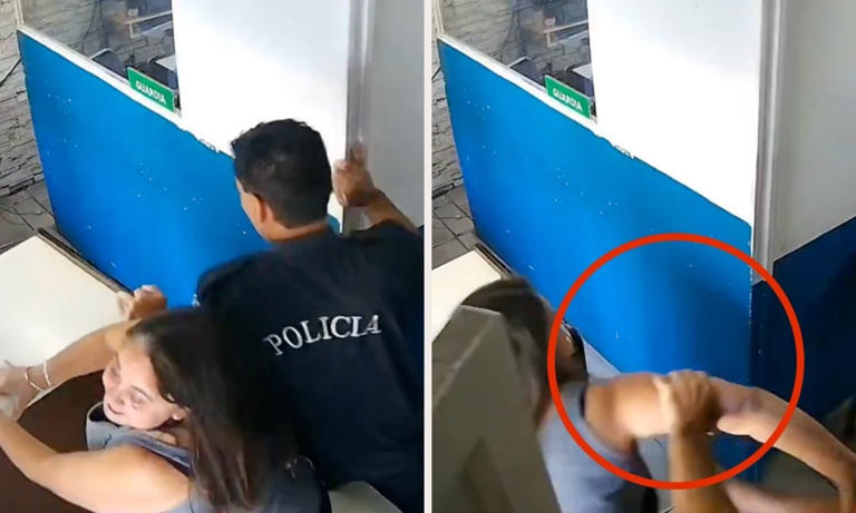 Un policía golpea a una mujer que fue a hacer una denuncia en la comisaría