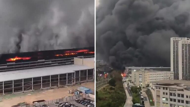 Incendio en una fábrica de vehículos en China