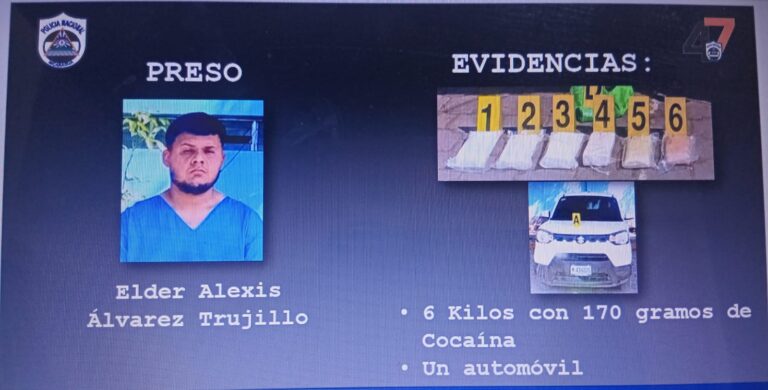 Policía Nacional incauta más de 6 kilos de cocaína en Managua