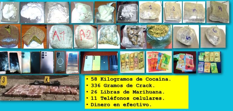 Capturan a 84 delincuentes e incautan 58 kilos de cocaína