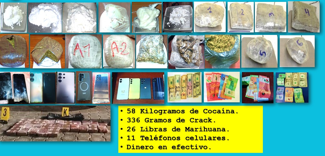 Capturan a 84 delincuentes e incautan 58 kilos de cocaína