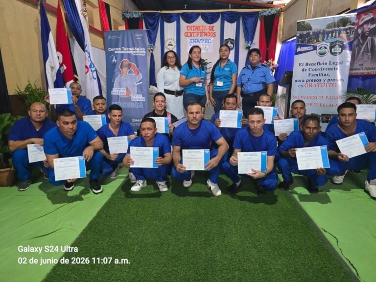 Internos del Sistema Penitenciario de Chinandega finalizan cursos técnicos