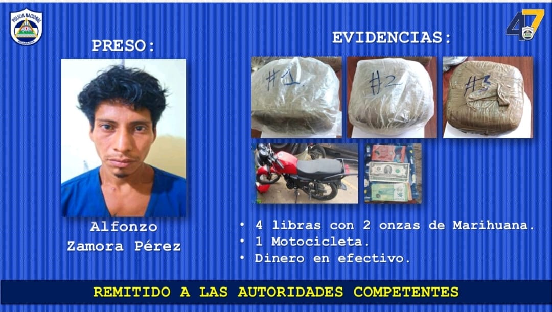 Policía Nacional incauta 4 libras de marihuana en El Tuma-La Dalia