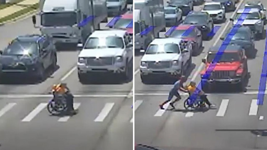 'Spider-Man' rescata a un hombre en plena autopista