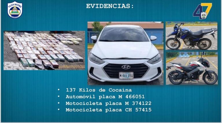 Incautan 137 kilos de cocaína en el municipio de Nindirí