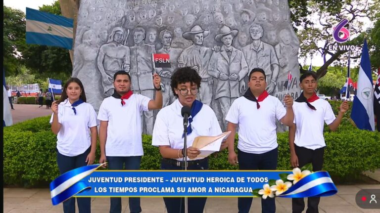 Juventud Sandinista reafirma su compromiso con la paz y el bienestar de Nicaragua durante desfile patrio