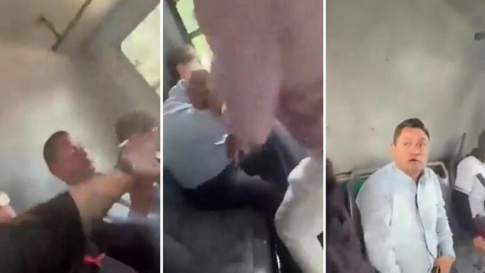 Captan a sujeto fotografiando sin permiso a una mujer en un autobús y pasajeros lo confrontan