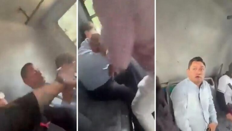 Captan a sujeto fotografiando sin permiso a una mujer en un autobús y pasajeros lo confrontan