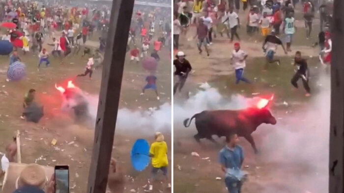 Toro con los cuernos en llamas desata polémica en Colombia
