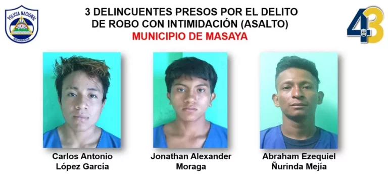 Capturan a 15 delincuentes en Masaya
