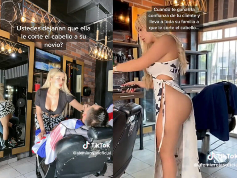 Sexy mujer se vuelve viral al brindar servicio de barbería