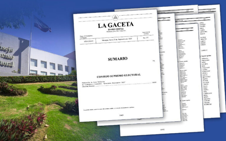 Publican lista definitiva de candidaturas Elecciones Municipales 2022 en Nicaragua