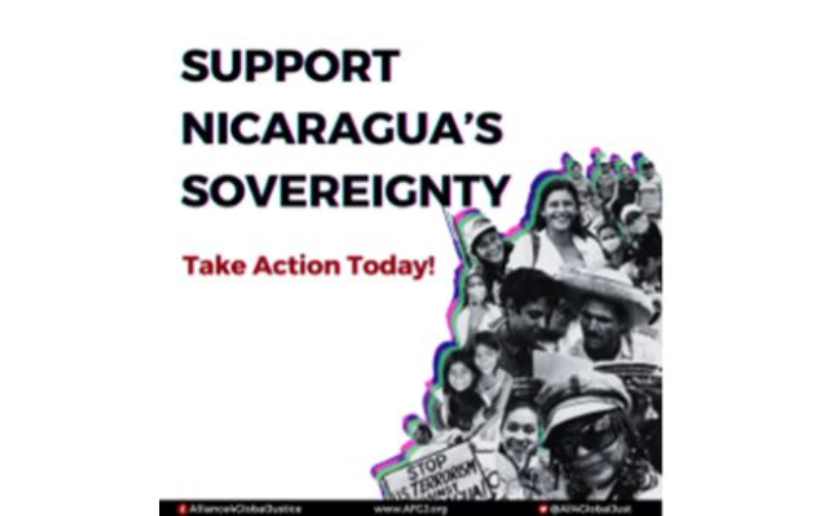 Nicaragua Network y la Alianza por la Justicia Global con el copatrocinio de más de 60 organizaciones están circulando, recolectando firmas en apoyo y solidaridad con Nicaragua. Foto: Cortesía