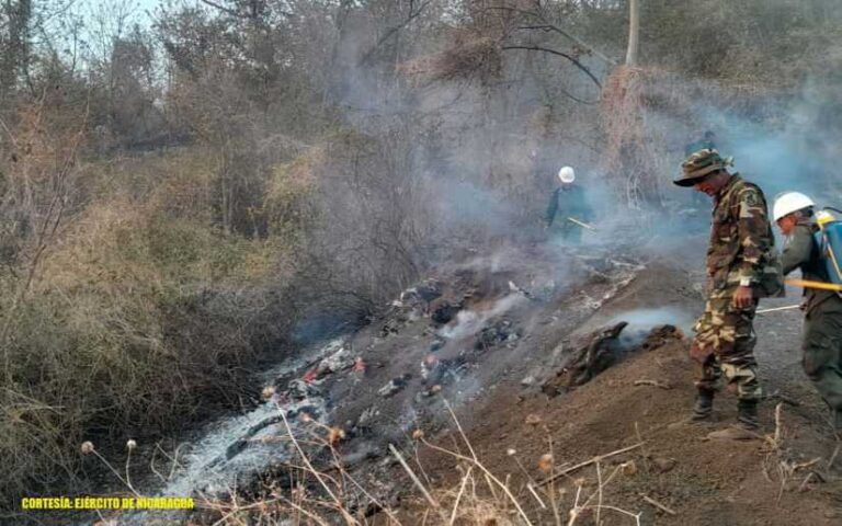 Ejército de Nicaragua participa en sofocación de incendios forestales