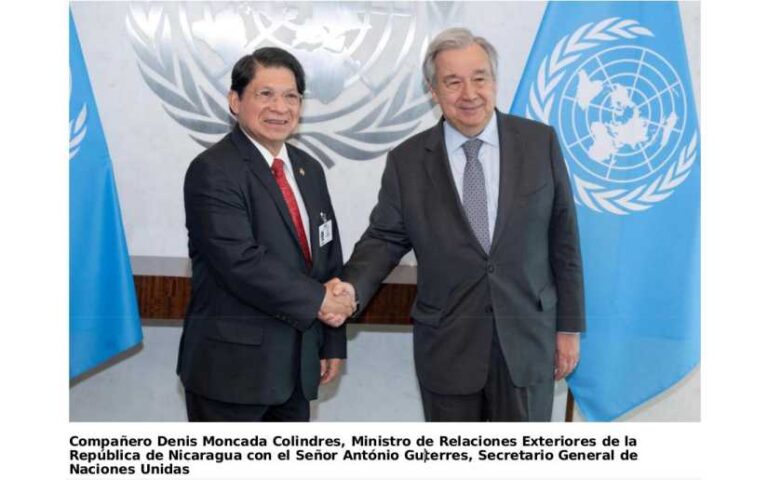 Canciller Denis Moncada sostuvo reunión con el Secretario General de Naciones Unidas
