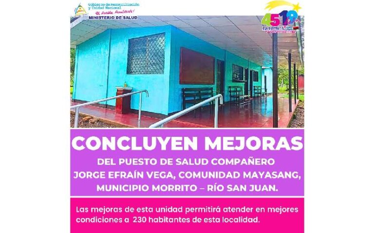 Entregan mejoras del Puesto de Salud “Compañero Jorge Efraín Vega”