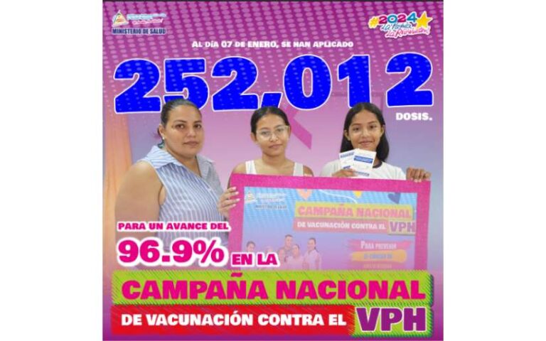 Primera Campaña Nacional de Vacunación contra el VPH ha aplicado más de 252 mil dosis
