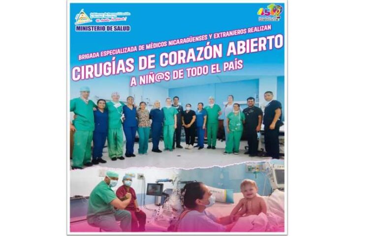 Médicos nicaragüenses e internacionales realizan cirugías de corazón abierto a niños y niñas