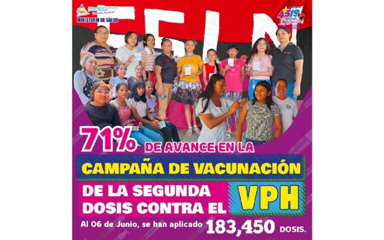 Campaña de Vacunación de la segunda dosis contra el VPH cuenta con una avance del 71%