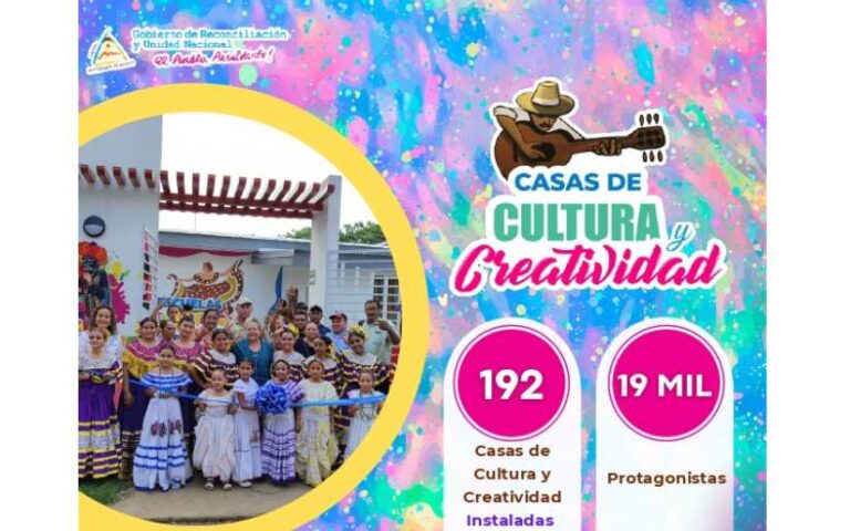 Gobierno Sandinista ha instalado 192 Casas de Cultura y Creatividad en todo el país