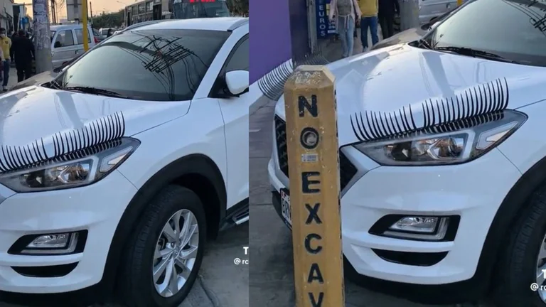 Camioneta con extensiones de pestañas, una nueva moda