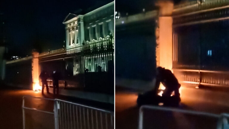 Arrestan a un hombre por pequeño incendio frente a Buckingham