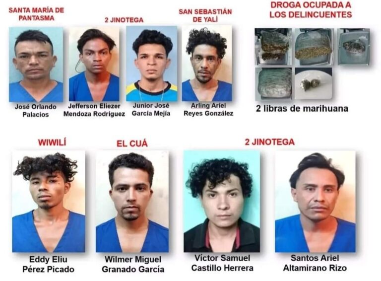 Policía de Jinotega detiene a 11 sujetos por delitos de alta peligrosidad