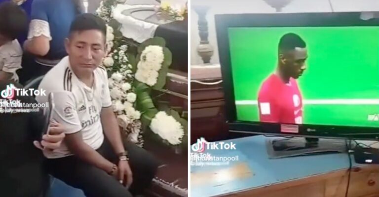 Llevan televisor a un velorio para ver jugar a su equipo en el mundial
