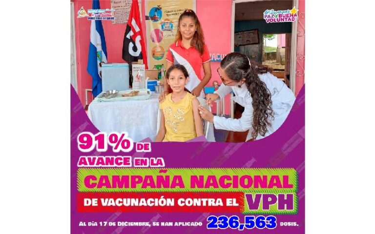 Campaña Nacional de Vacunación contra el VPH cuenta con un avance del 91%